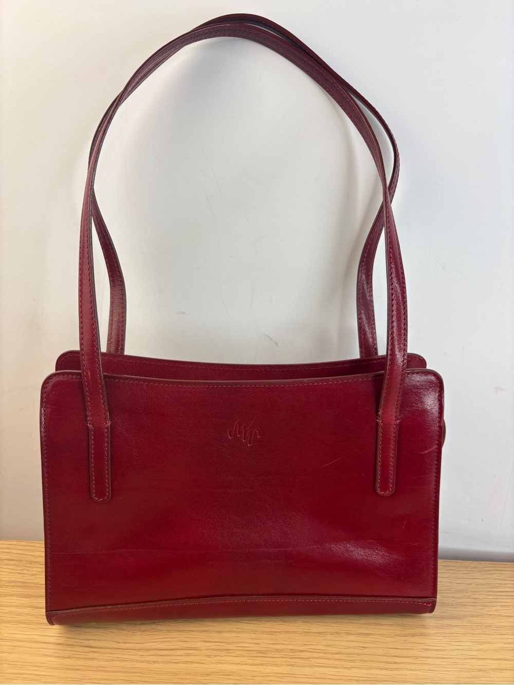 Vintage Monsac Original Red Leather Shoulder Bag